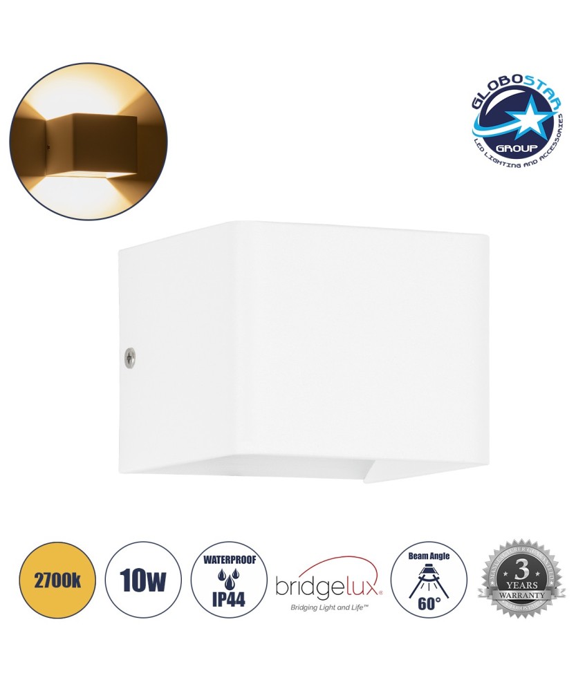 GLOBOSTAR® CIRCOA 60533 Μοντέρνο Φωτιστικό Τοίχου - Απλίκα LED 10W 1000lm 60° AC 220-240V Αδιάβροχο IP44 Θερμό Λευκό 2700K - Bridgelux COB Chip & TÜV SÜD Driver - Λευκό Ματ - Μ10 x Π8 x Υ10cm - 5 Χρόνια Εγγύηση